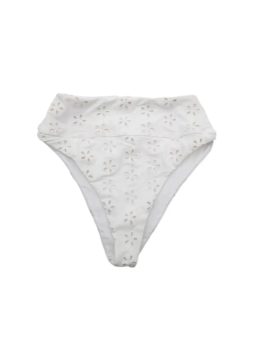 Beach Riot Women's Floral Eyelet Hazel Bikini Bottom High Waist White Size M